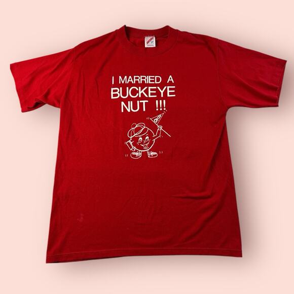 Vtg 90s Ohio State University Buckeyes Football College Shirt Size Large Red OSU - Picture 1 of 4